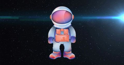 Cosmic Adventure: Futuristic Astronaut Drifting in Space