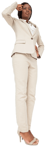 Confident African American Businesswoman Thinking Transparent Background