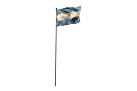 Argentina flag waving on pole with transparent background