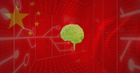 Digital Brain Technology Over China Flag - Download Free Stock Images Pikwizard.com