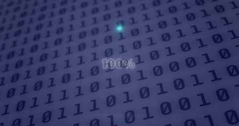 100 Percent Glowing Amid Binary Code in Blue Digital Scene - Download Free Stock Images Pikwizard.com
