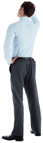 Transparent Back View Thoughtful Businessman Formal Outfit