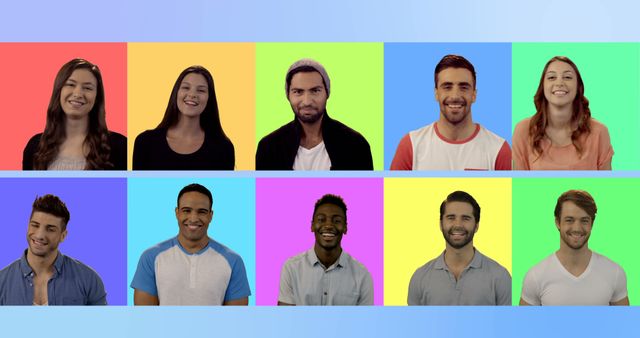 Diverse Group of Smiling Young Adults Posed Against Colorful Backgrounds - Download Free Stock Images Pikwizard.com