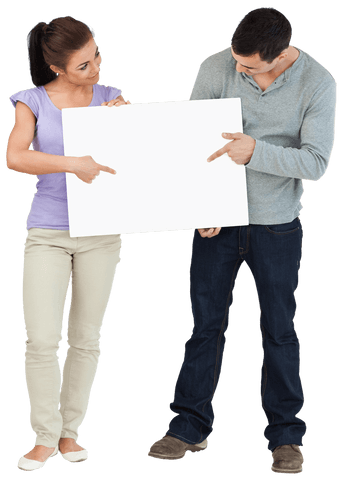 Couple Holding and Pointing at Blank Transparent Sign - Download Free Stock Videos Pikwizard.com