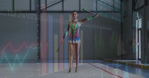 Blurred Visions: Gymnast in Dynamic Display with Data Overlay