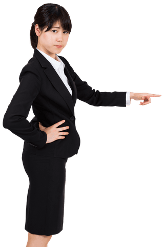Transparent Background Asian Businesswoman Pointing Towards Direction