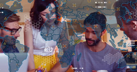 Global Team Collaboration with Digital Interface and Geographic Overlay