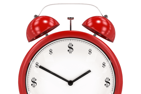 transparent red alarm clock with dollar symbols signifying time and money - Download Free Stock Videos Pikwizard.com