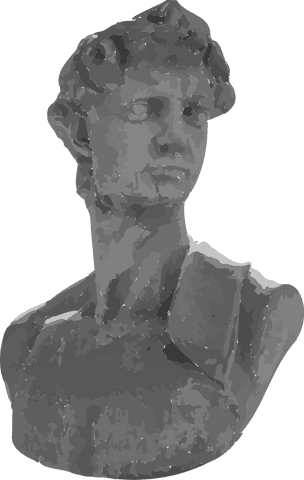 Transparent flat design marble bust on clear background