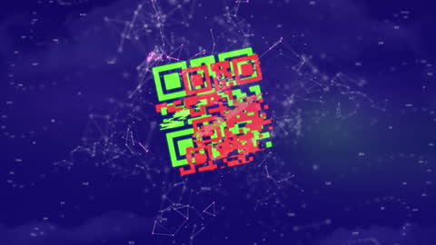 Digital QR Code Amid Abstract Network Connections