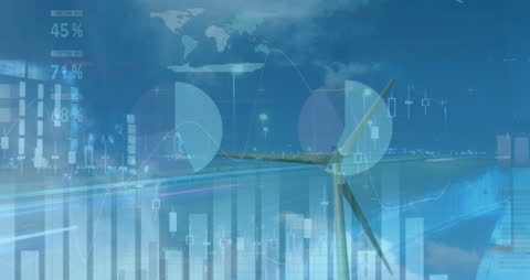 Renewable Energy Financial Data Overlay Wind Turbine