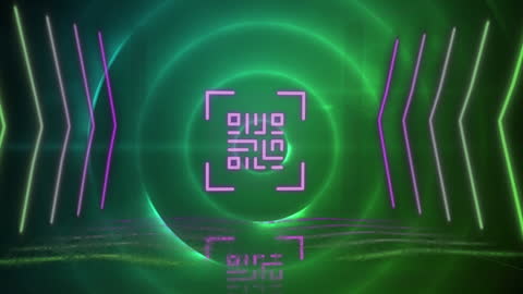 Futuristic Neon Geometric with QR Interactive Animation