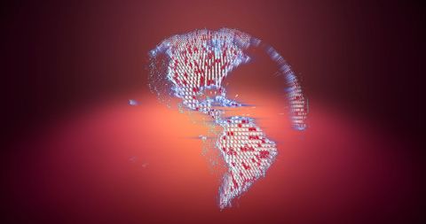 Dynamic digital globe with data movement and light effects