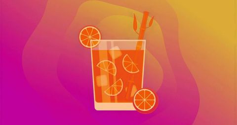 Tropical Citrus Cocktail in Highball Glass with Gradient Background