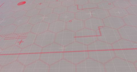 Digital hexagonal interface with red lines