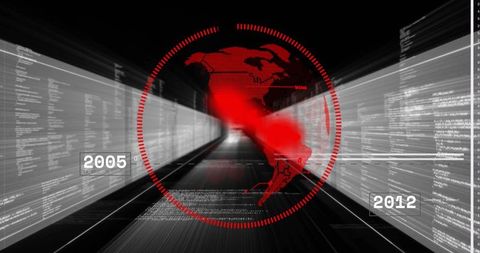 Futuristic Digital Visualization with Timeline in Data Tunnel