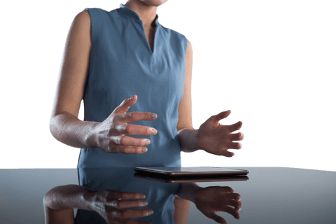 businesswoman presenting with transparent tablet and gestures - Download Free Stock Videos Pikwizard.com