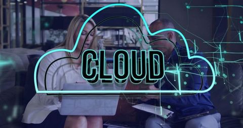 Business Team Collaborating with Technology and Cloud Concept