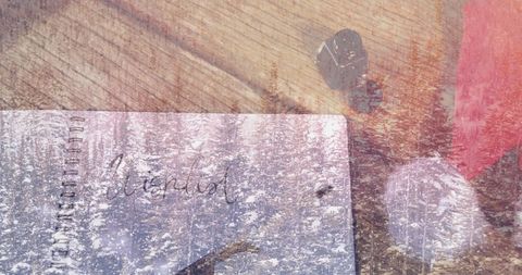 Winter Scene Overlaid on Christmas Table