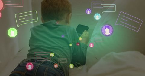 Child Engaging with Social Media on Smartphone at Home