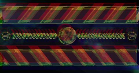 Digital biohazard symbol with light effects and abstract elements