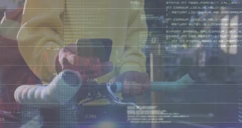 Financial Data and Technology Concept with Smartphone Usage