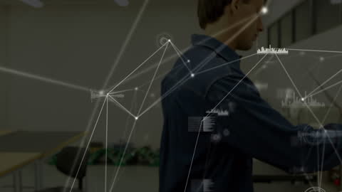 Digital Network Connections with Engineer Holding Wind Turbine Model