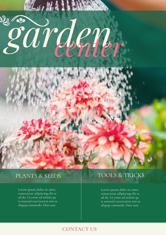 Watering Flowers in Garden Center Placard