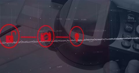 Wireless payment security with digital finance icons