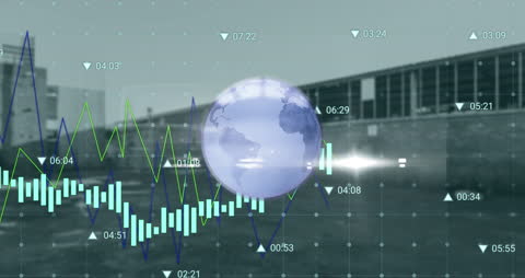 Animated Digital Globe with Financial Graph Interface