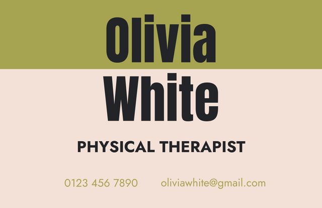 Modern Physical Therapist Business Card with Bold Text on Green and Pink Background - Download Free Stock Videos Pikwizard.com