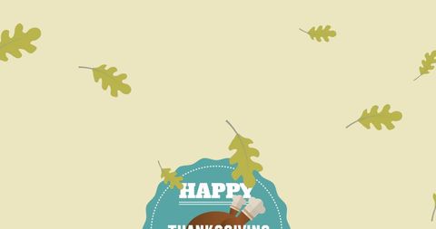 Thanksgiving Turkey Illustration with Falling Autumn Leaves