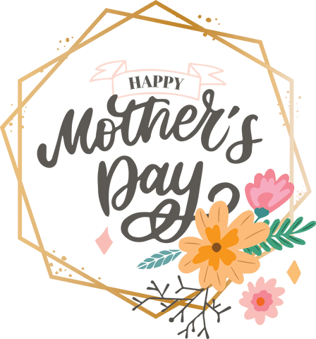 Transparent Mother's Day Floral Decorative Design with Greeting