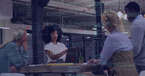 Diverse Team Collaborating with Digital Interface Technology