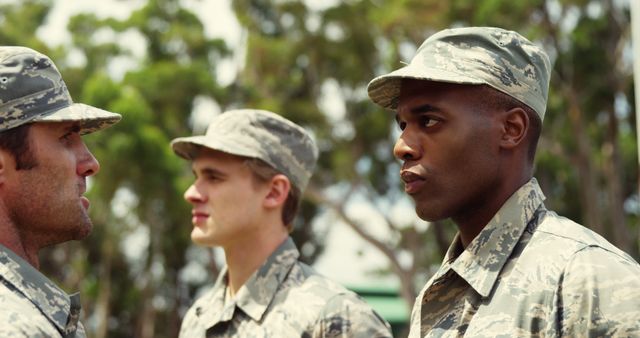 Military Soldiers Standing In Formation Outdoors - Download Free Stock Images Pikwizard.com