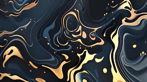 Dynamic Fluid Gold and Black Swirls Abstract Art