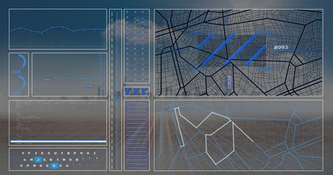 holographic interface with charts and routes in high-tech control room - Download Free Stock Images Pikwizard.com
