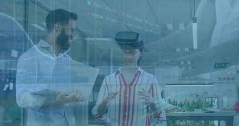 Business Team Engaging with Virtual Reality in Contemporary Office