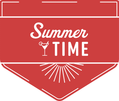 Red Badge Inscribed with Summer Time on Transparent Background