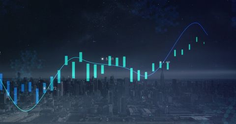 Cityscape Skyline with Overlay of Digital Data Patterns - Download Free Stock Images Pikwizard.com