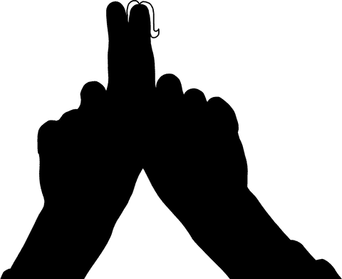 Hand illustration with abstract shapes on transparent background