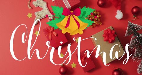 festive christmas typography with holiday decorations - Download Free Stock Images Pikwizard.com
