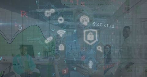 Mixed Group of Business People with Digital Finance and Security Graphics - Download Free Stock Images Pikwizard.com