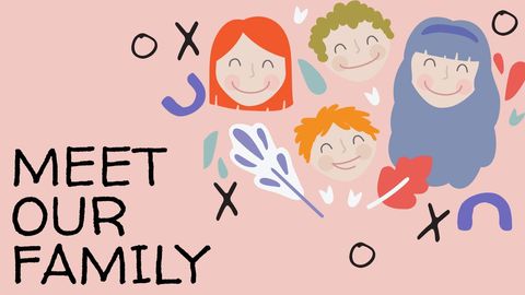 Joyful Cartoon Family Portrait and Positive Message - Download Free Stock Templates Pikwizard.com