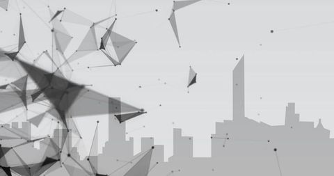 Abstract Network of Connections with Grey Cityscape Silhouette - Download Free Stock Images Pikwizard.com