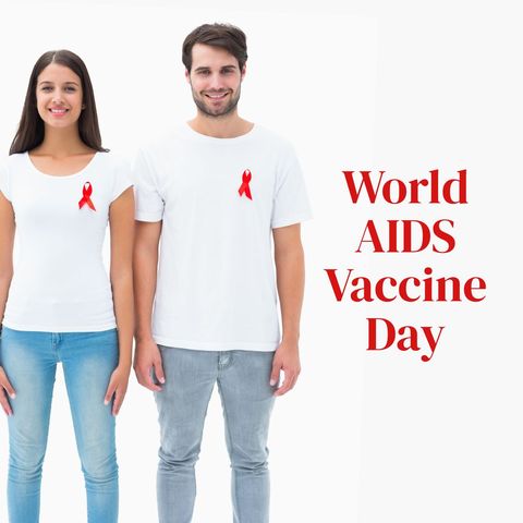 world aids vaccine day concept with caucasian couple and red ribbons - Download Free Stock Templates Pikwizard.com