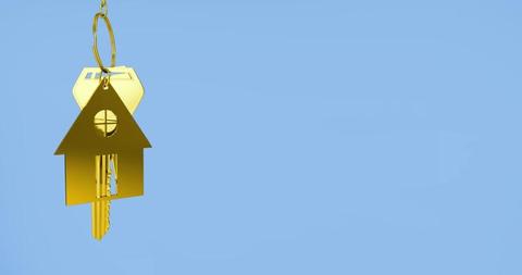 Golden House Keys on Blue Background Symbolizing Real Estate - Download Free Stock Images Pikwizard.com