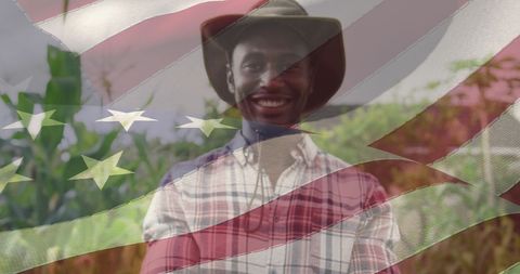 Proud African American Farmer with USA Overlay