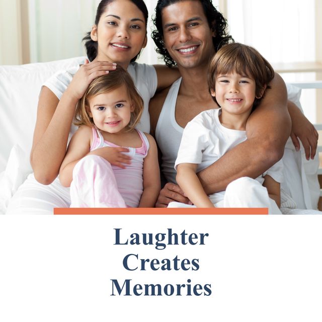This image captures a smiling biracial family bonding at home, conveying joy and togetherness. Suitable for use in advertisements, blog posts, and articles focusing on family values, diversity, and home life.