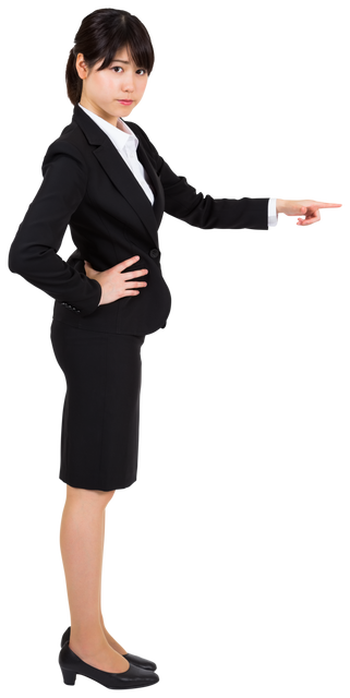 Asian Businesswoman Pointing in Black Suit on Transparent Background - Download Free Stock Videos Pikwizard.com